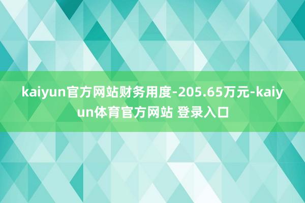 kaiyun官方网站财务用度-205.65万元-kaiyun体育官方网站 登录入口